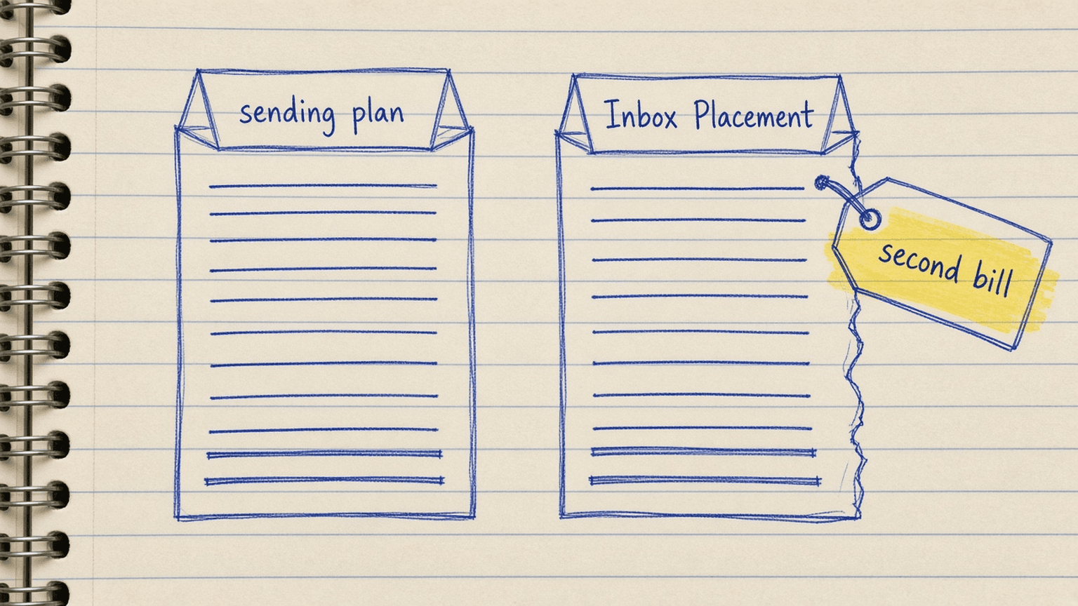 Sketch of two bills side by side, one for the sending plan and one for Inbox Placement