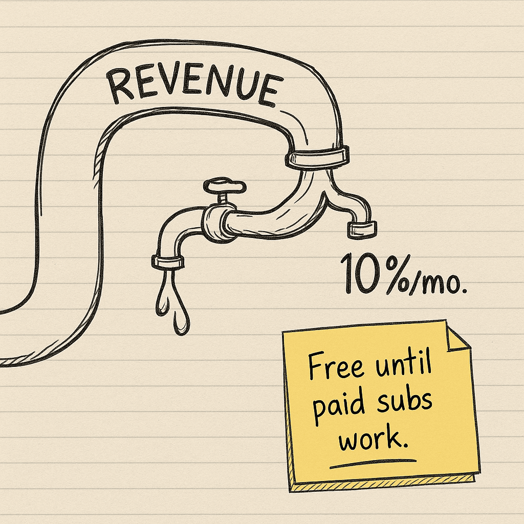 Handsketch of a revenue hose with a 10% siphon every month